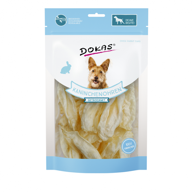 Dokas Dog Snack Kaninchenohren ohne Fell getrocknet 70 g