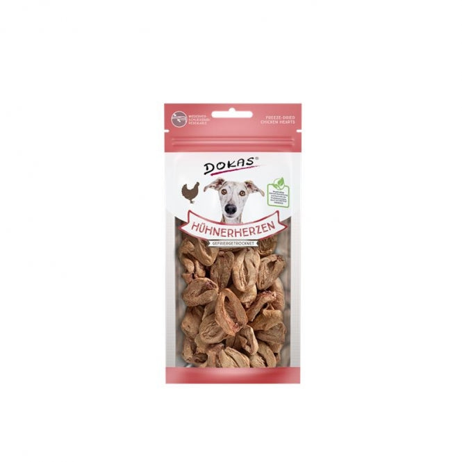 Dokas Dog Snack Hühnerherzen gefriergetrocknet 22g