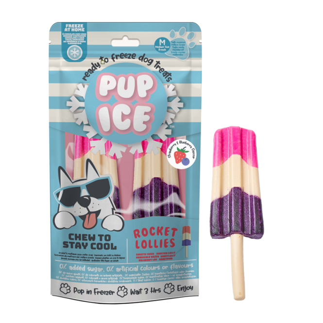 Pup Ice Rocket Lollies Strawberry & Blueberry M - 2 Stück