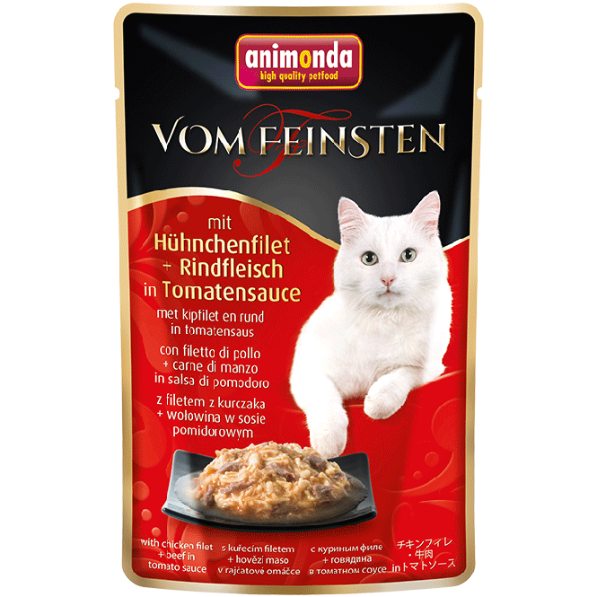Animonda vom Feinsten mit Hühnchenfilet & Rindfleisch in Tomatensauce 50g