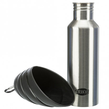 Trixie Edelstahl-Flasche mit Trinknapf