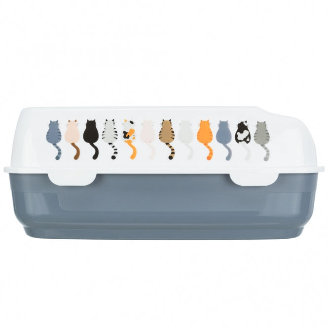Trixie Katzentoilette Delio mit Motiv - grau/weiß