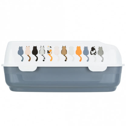 Trixie Katzentoilette Delio mit Motiv - grau/weiß